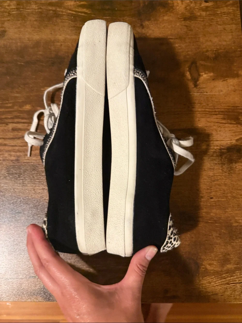 Madewell Black Suede Lace-Up Sneakers with Leopard Accent